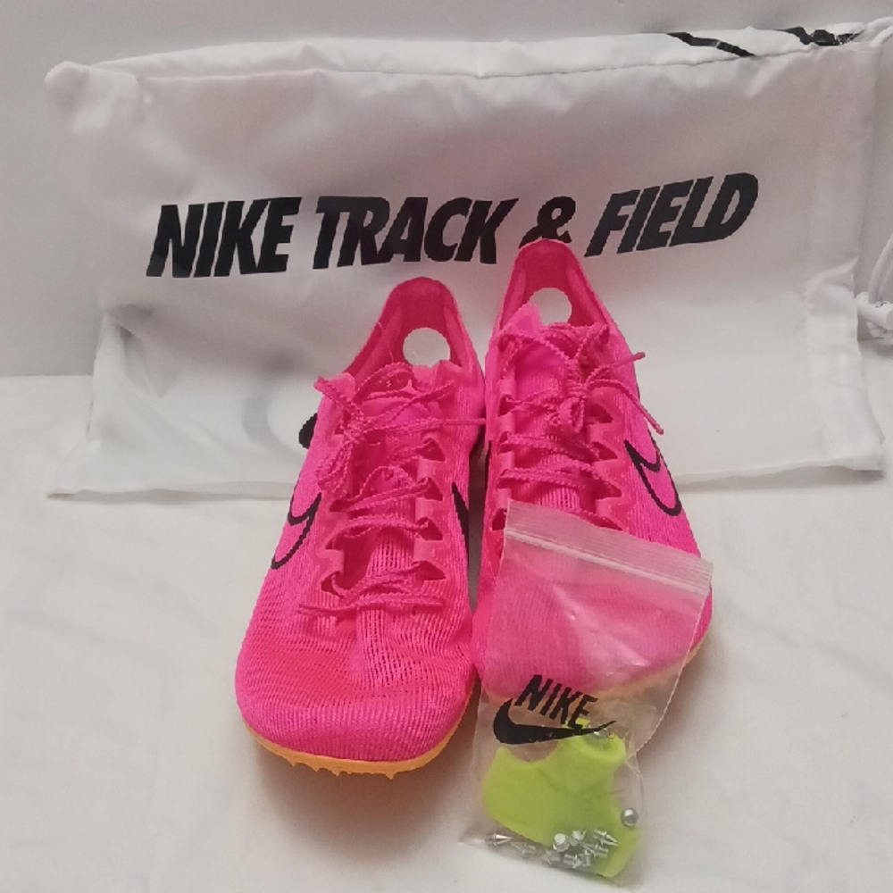 Nike Zoom Mamba V6 size 13 men's hot pink track & field shoes with Black Swoosh.